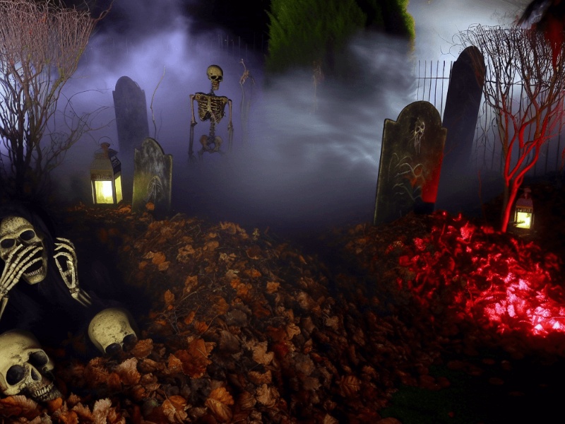 Halloween Garden of Skulls Props