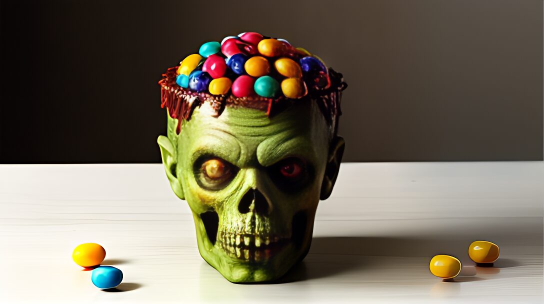 Halloween Skull Bowl and Candy